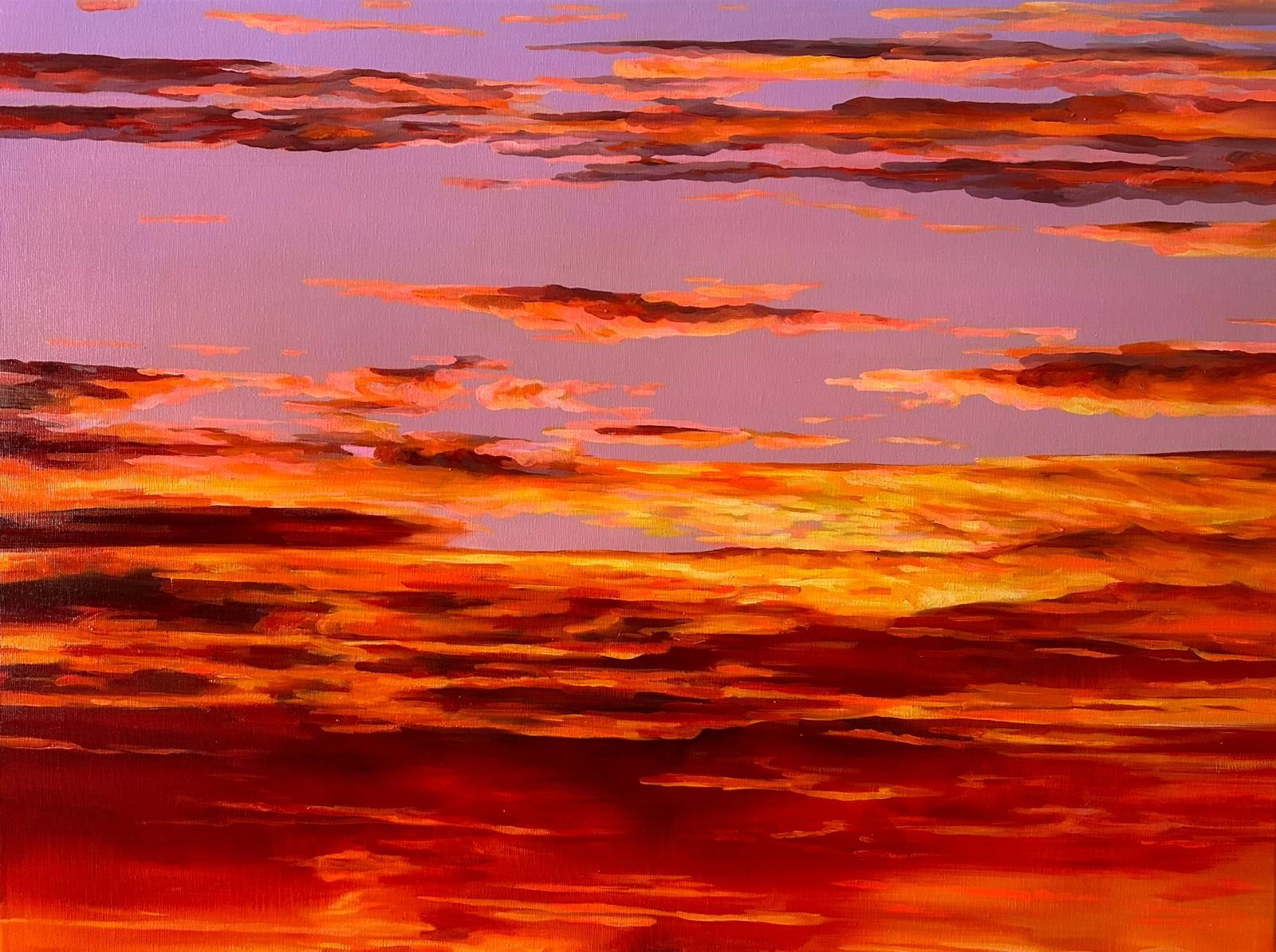 Layers of Memory — leuchtende Wolkenbänder vor lavendelfarbenem Himmel, Soul Kollektion